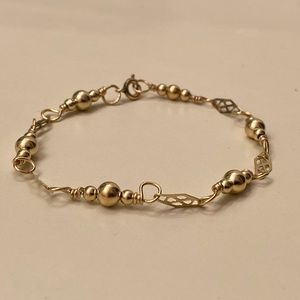 Delicate small 14k gold fill bead beaded layering bracelet